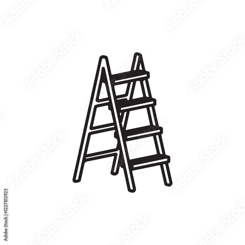 Ladder icon. Black Ladder icon on white background. Vector illustration