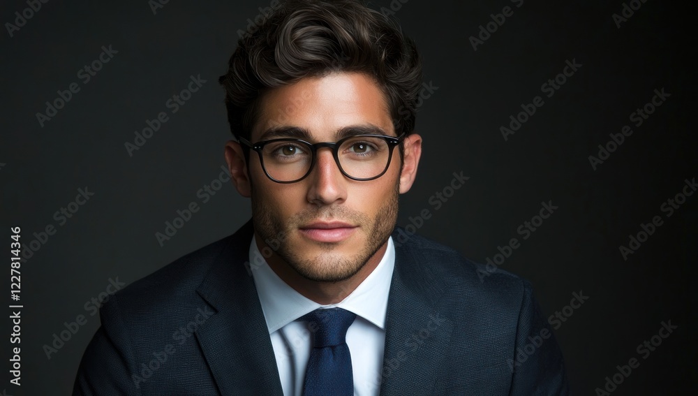 Portrait of a Confident Man in a Suit and Glasses Portrait of a Confident Man in a Suit and Glasses