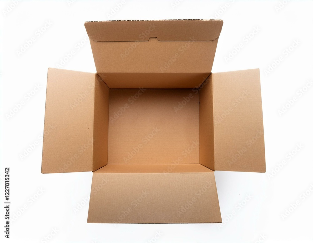 open box top view delivery box on white background open box top view delivery box on white background
