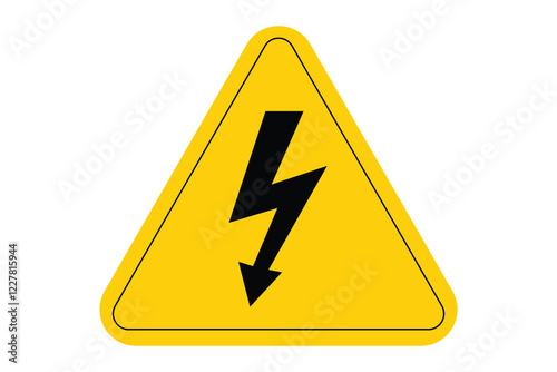 Warning sign, high voltage symbol, yellow triangle, lightning bolt icon, danger sign, electrical hazard, red text, bold typography, safety warning