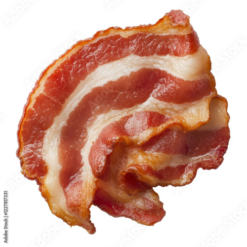 Fresh bacon slice with visible fat and meat layers, perfect for cooking photo
