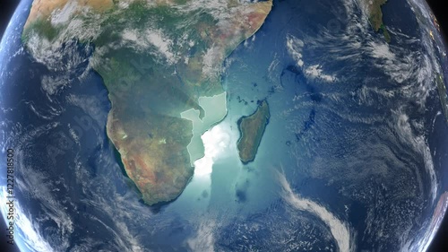 Realistic Earth Rotation And Country Zoom Mozambique