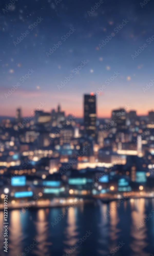 city lights blur abstract circular bokeh on blue sky at dusk , circular, blurred city lights blur abstract circular bokeh on blue sky at dusk , circular, blurred