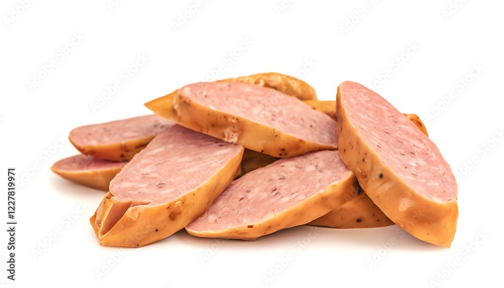 Sausage sliced isolated on white background Sausage sliced isolated on white background