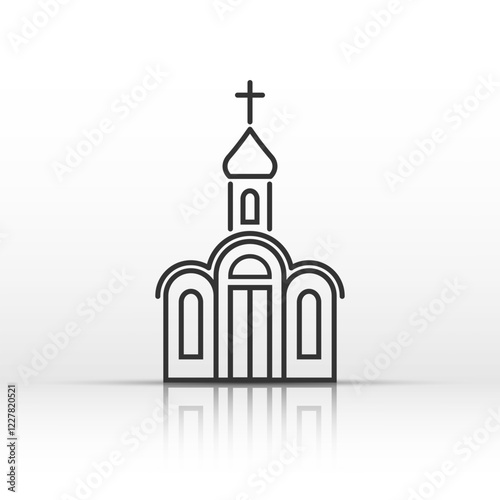 Church building icon in line style with a dome