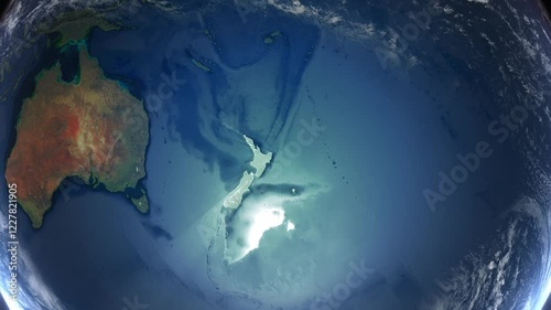 Realistic Earth Rotation And Country Zoom New Zealand