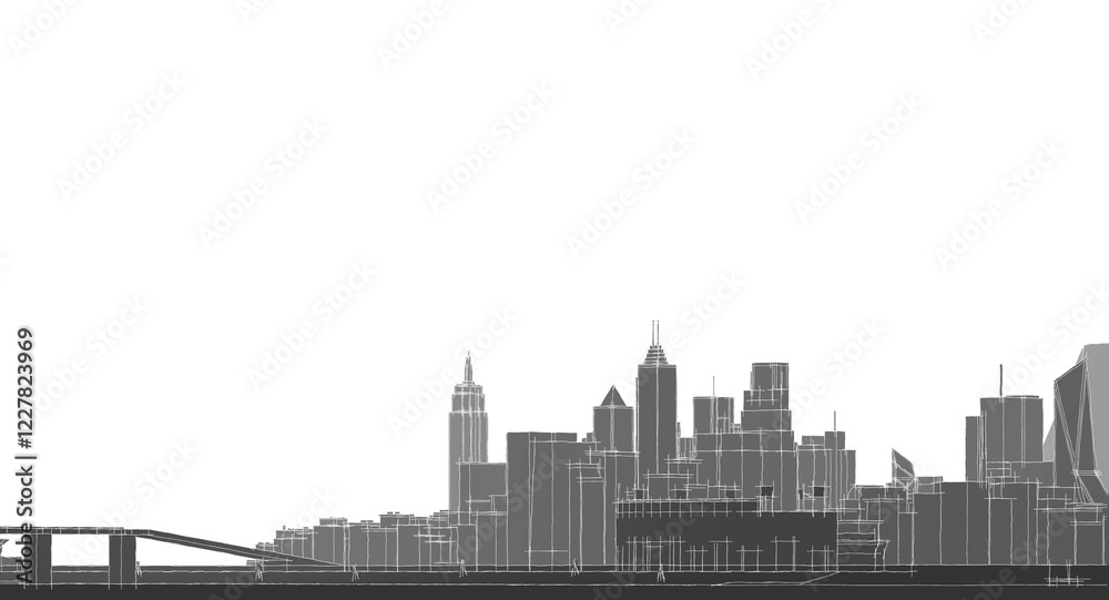 Fototapeta premium city urban panorama 3D illustration