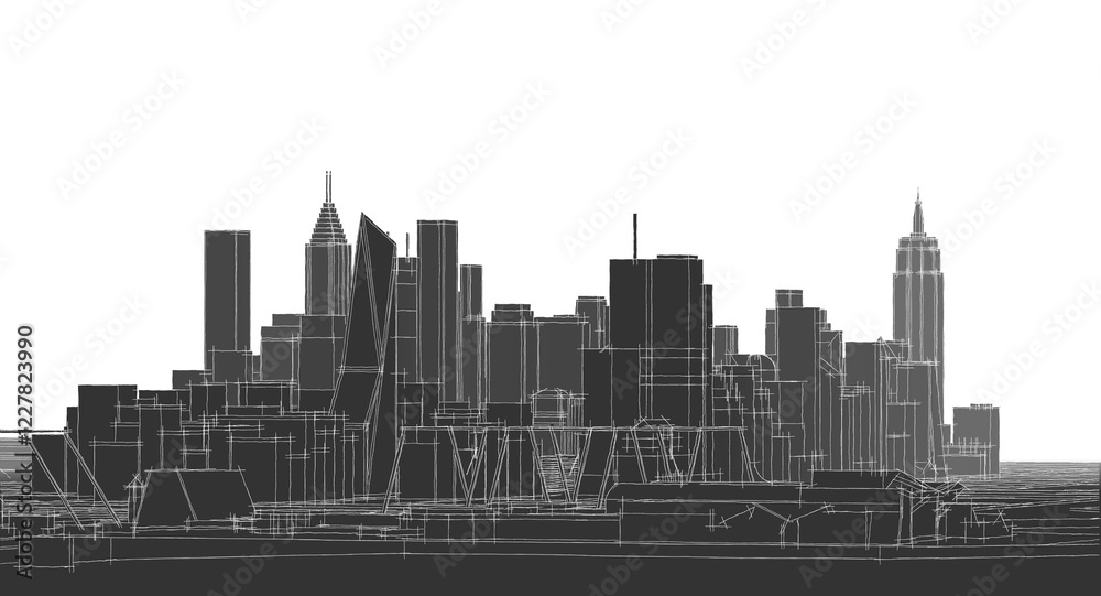 Fototapeta premium city ​​urban panorama 3D illustration