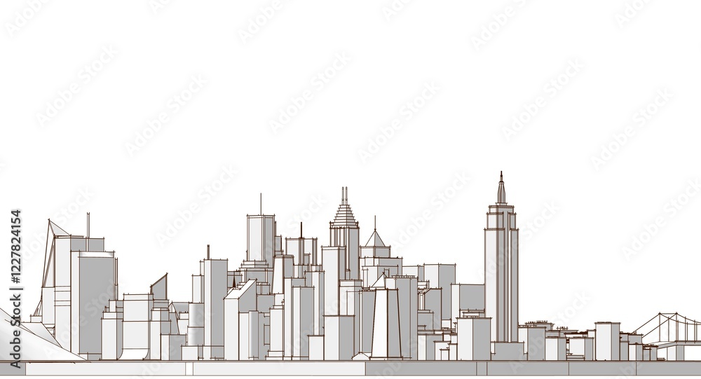 Obraz premium city ​​urban panorama 3D illustration