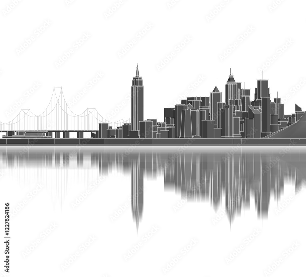 Naklejka premium city urban panorama 3D illustration