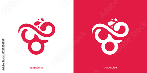 Simple Grape Juice Logo. Grape and Juice Splash Graphic Icons. Grape Splash Logo Design Template.