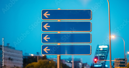Downtown navigation with street sign pointing in multiple directions