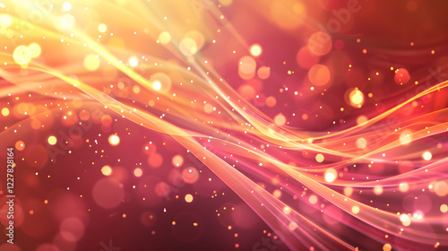 Abstract waves of light with bokeh effects in warm colors, creating a vibrant atmosphere.