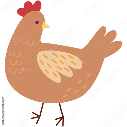 cute chicken hand drawn character illustration. Gardening clipart