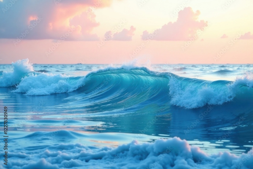 Soft watercolor waves on a tranquil sea, gentle, blue Soft watercolor waves on a tranquil sea, gentle, blue