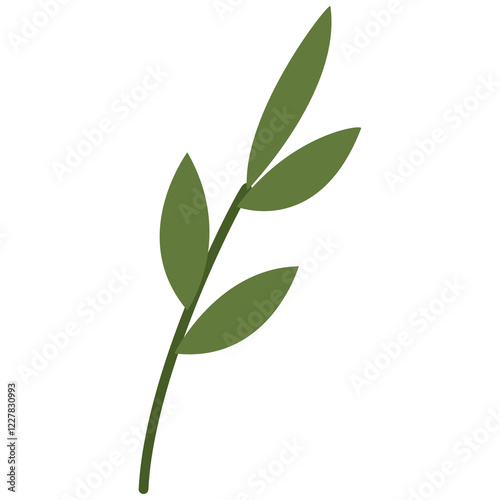 Hand drawn pretty green leaf illustration. Botanical clipart
