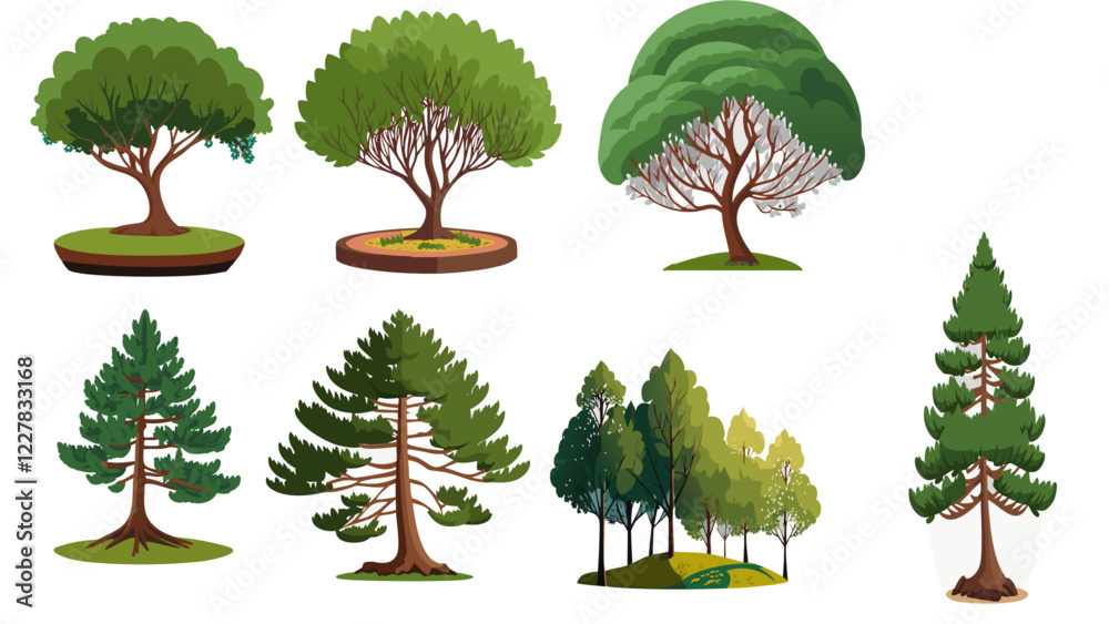 Fototapeta premium Collection Of Trees Vector illustration