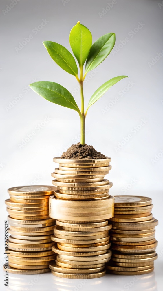 tree growing from pile of coins tree growing from pile of coins