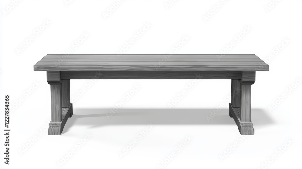 Wooden bench surface isolated on white background. Vector realistic illustration of home or restaurant kitchen furniture, desk, shelf, table mockup made of natural wood, light gray tabletop edge Wooden bench surface isolated on white background. Vector realistic illustration of home or restaurant kitchen furniture, desk, shelf, table mockup made of natural wood, light gray tabletop edge