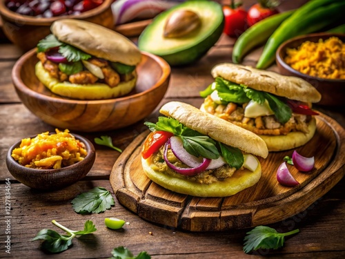 Fototapeta Naklejka Na Ścianę i Meble -  Delicious Colombian Arepas & Ajiaco in Bogotá: Authentic Food Photography