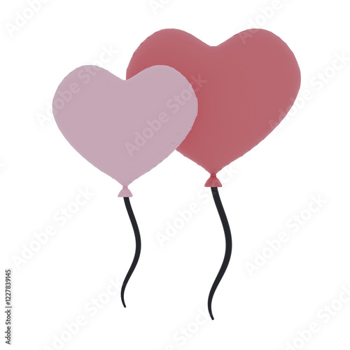 3d Render  Romantic couple love shaped balloons