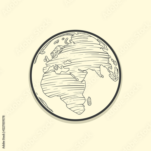 World  round balck and white vintage illustration design