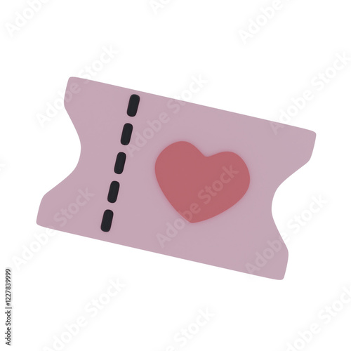 3d Render Romantic movie tickets