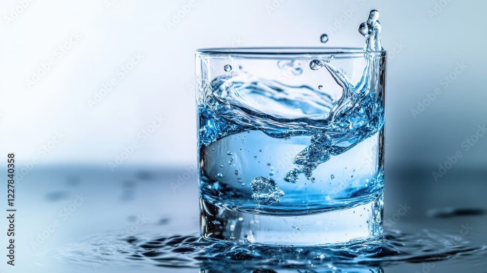 Vibrant Cyan Ink Droplet Swirling in a Glass of Water Capturing Dynamic Movement and Crystal Clarity for Nature and Science Themes Vibrant Cyan Ink Droplet Swirling in a Glass of Water Capturing Dynamic Movement and Crystal Clarity for Nature and Science Themes