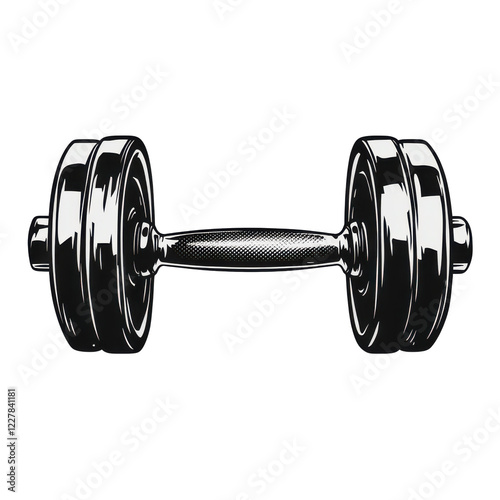 Black and white dumbbell gym fitness workout strength training weightlifting exercise bodybuilding muscle power photo