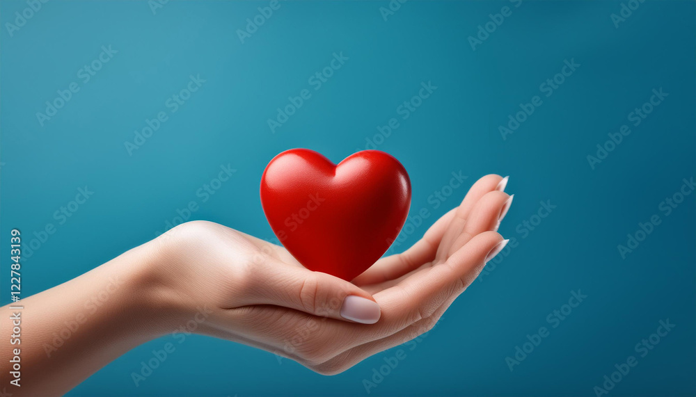 Hand Holding a Shiny Red Heart Symbolizing Love and Care Hand Holding a Shiny Red Heart Symbolizing Love and Care