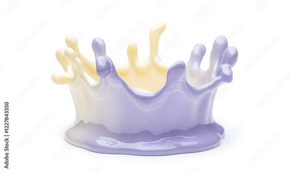 Obraz premium Lavender-yellow liquid splash crown, studio shot, white background, food advertising