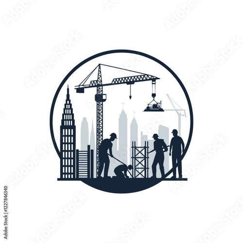 construction silhouette vector clip art logo