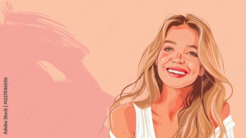 Confident Young Woman with Long Blond Hair Smiling Confident Young Woman with Long Blond Hair Smiling