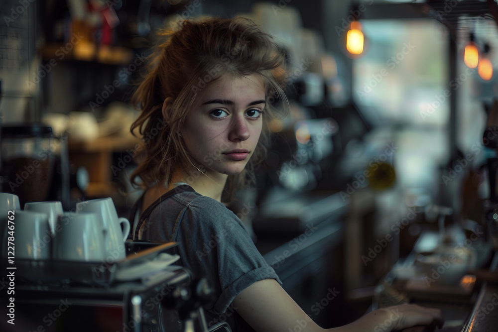 Barista Working in a Stylish Coffee Shop Setting Generative AI Image Barista Working in a Stylish Coffee Shop Setting Generative AI Image