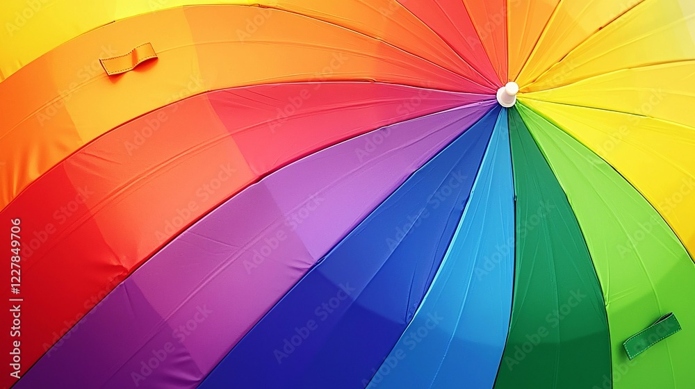 Fototapeta premium colorful collection of rainbow umbrellas displayed outdoors, each umbrella representing a different color, creating an artistic visual display. umbrella 