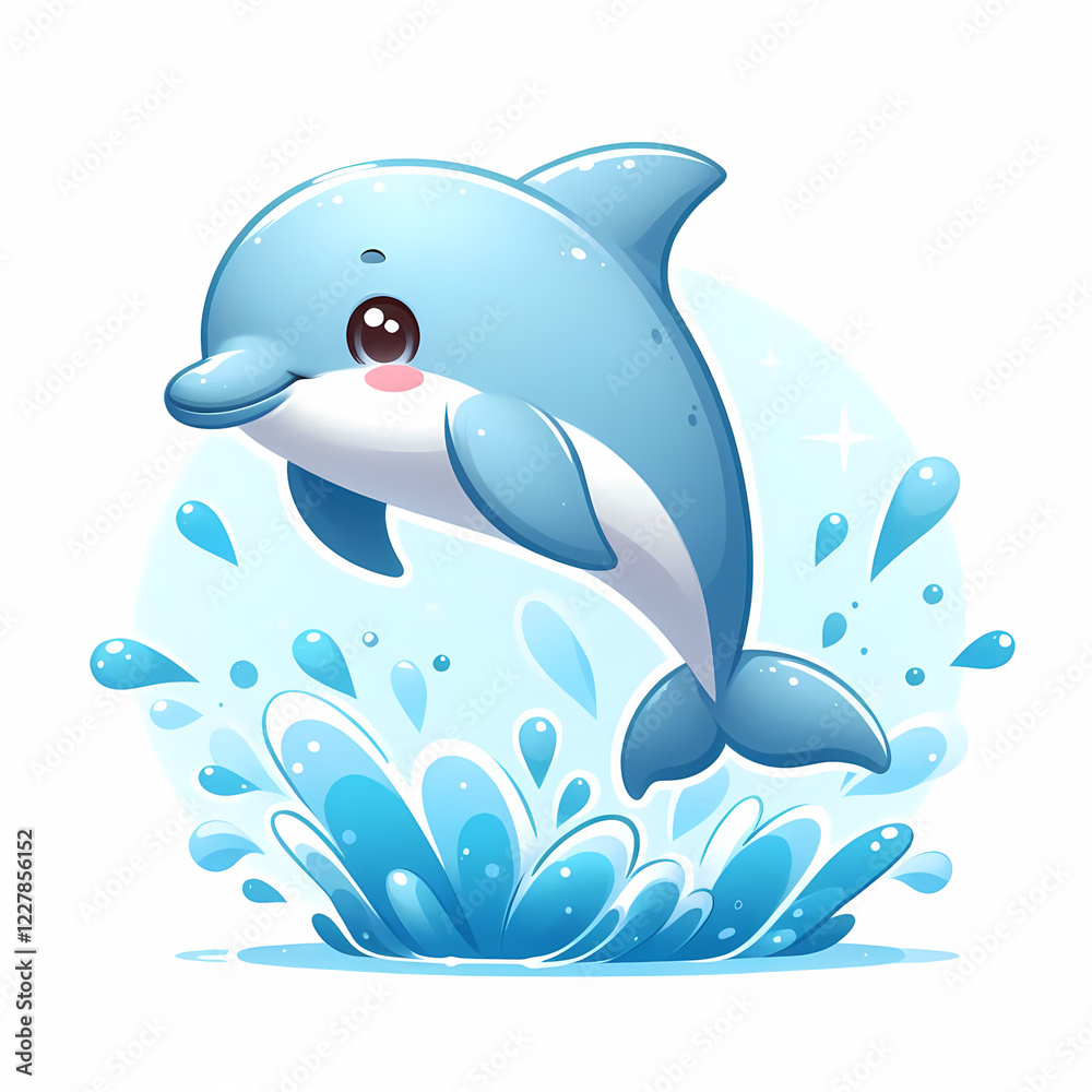 Obraz premium Cute cartoon dolphin