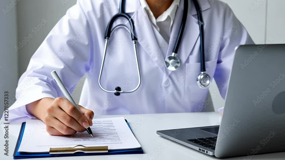 Medical Report Creation or Doctor's Paperwork in Clinic Office Medical Report Creation or Doctor's Paperwork in Clinic Office