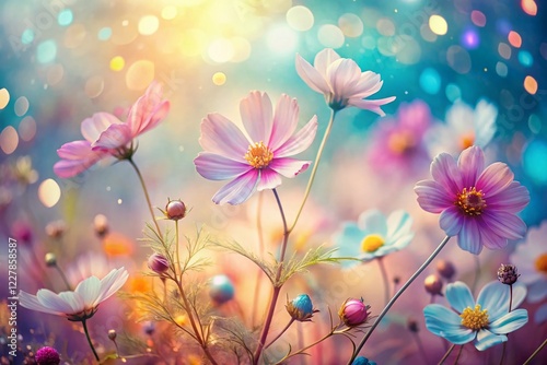 Dreamy Pastel Double Exposure: Soft Blurred Background Stock Photo