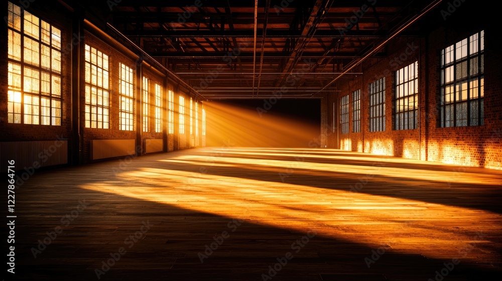 Sunlight Streaming Through Windows in an Industrial Space Sunlight Streaming Through Windows in an Industrial Space