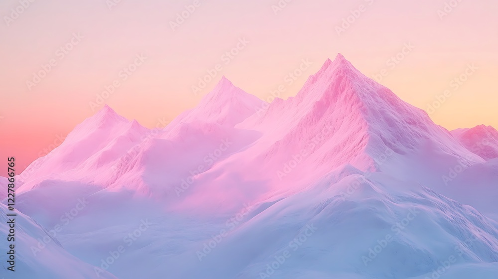 Legendary snow covered mountain peaks glowing vividly beneath crisp winter dawn Legendary snow covered mountain peaks glowing vividly beneath crisp winter dawn