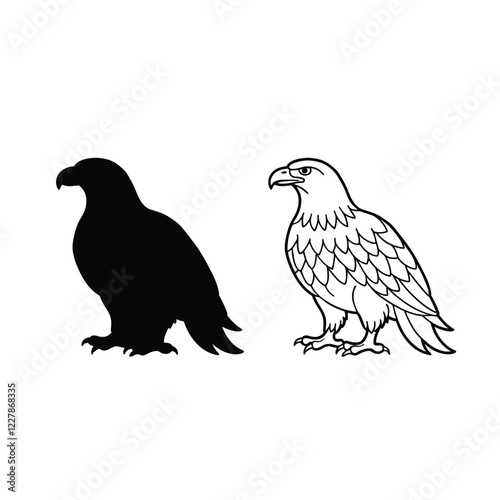 two birds silhouette isolated on white