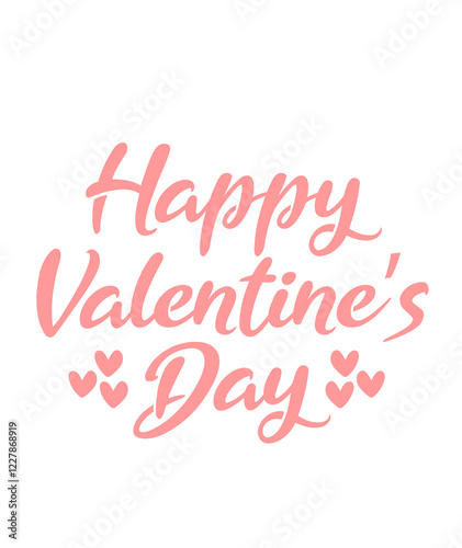 Happy Valentine’s Day typography text on plain white transparent isolated background for card, shirt, hoodie, sweatshirt, apparel, tag, mug, icon, poster or badge