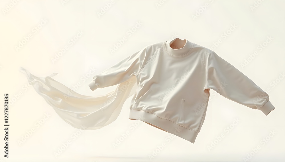White Mockup Sweatshirt: A pristine white sweatshirt with a high neck floats effortlessly, creating a minimalist and elegant aesthetic, perfect for showcasing your designs and branding. White Mockup Sweatshirt: A pristine white sweatshirt with a high neck floats effortlessly, creating a minimalist and elegant aesthetic, perfect for showcasing your designs and branding.