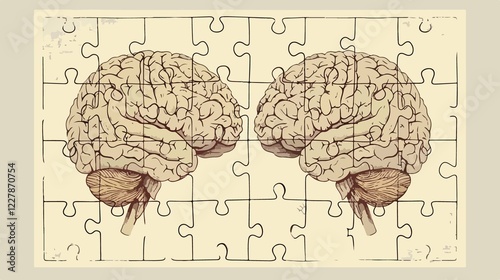 Alzheimer's Disease Brain Puzzle Pieces Illustration