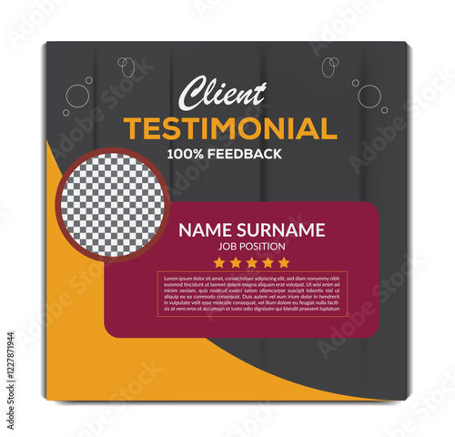 Client testimonial design, modern, stylish, abstract client testimonial template, elegant customer feedback or review design.