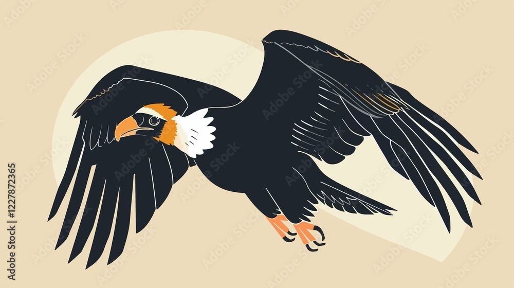 Fototapeta premium Andean Condor Bird Cartoon Flat Vector Illustration