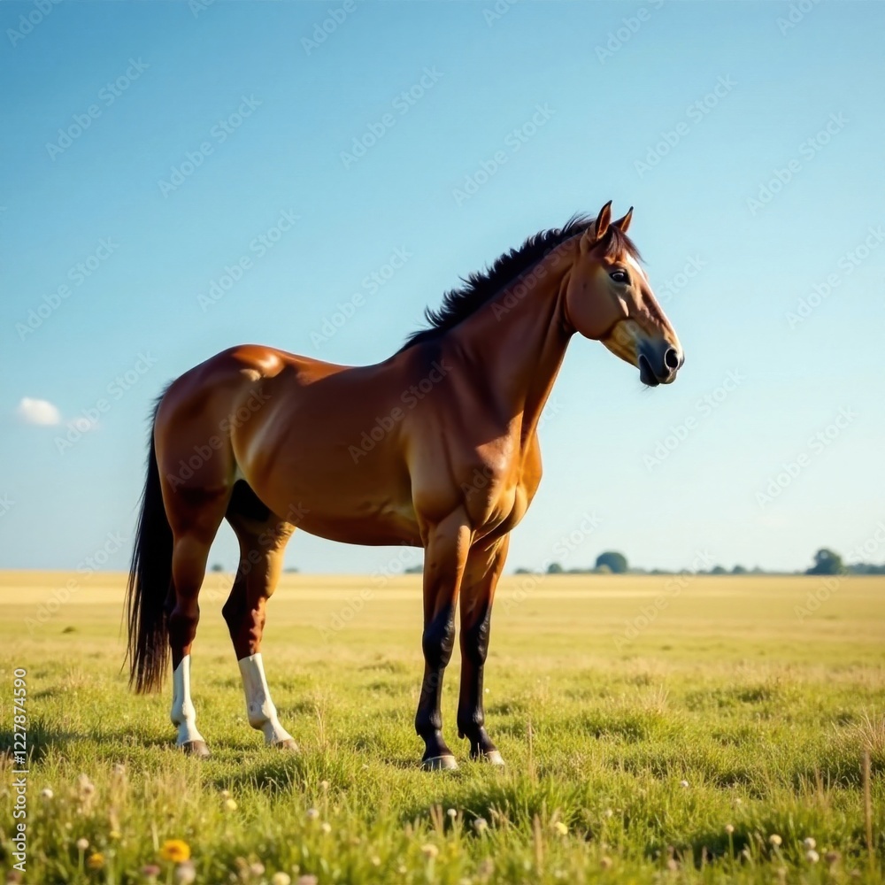 Obraz premium Horse standing alone in a field , solitude, horse