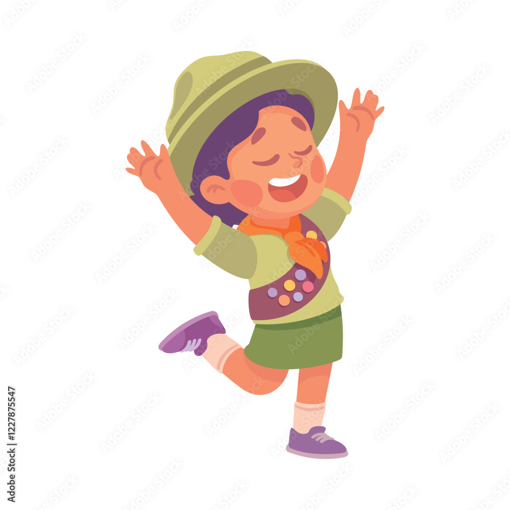 Boy Scout Character in Khaki Costume Vector Illustration Boy Scout Character in Khaki Costume Vector Illustration