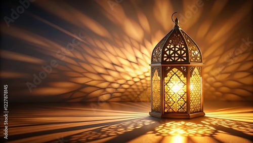 Intricate Ramadan Lantern with Warm Light and Beautiful Shadows