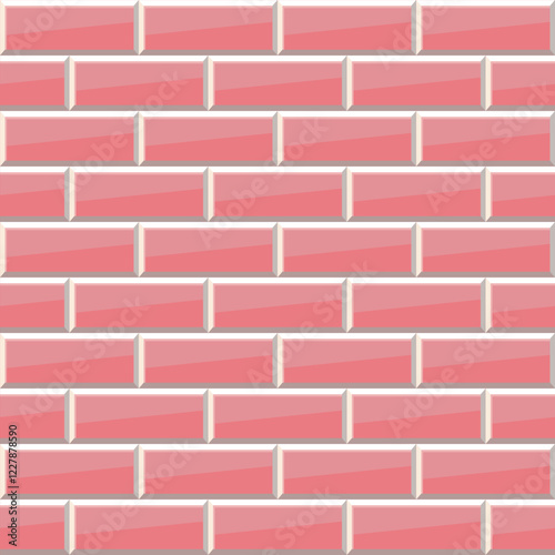 Architecture rustication pink bricks with white grout texturised